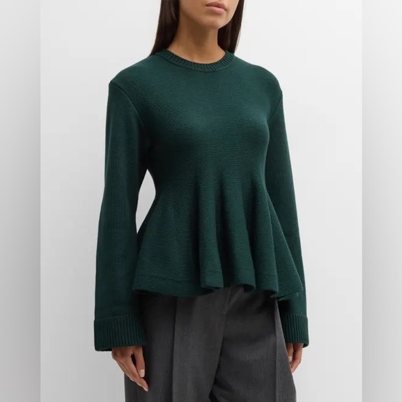 ADEAM Sweaters - ADEAM Intermix “Wendy” forest green peplum knit sweater top L